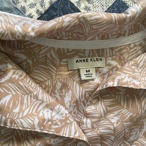 Anne Klein Tan and White Satin Pajama Set